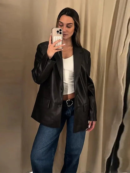 Ryza Vegan Leather Blazer