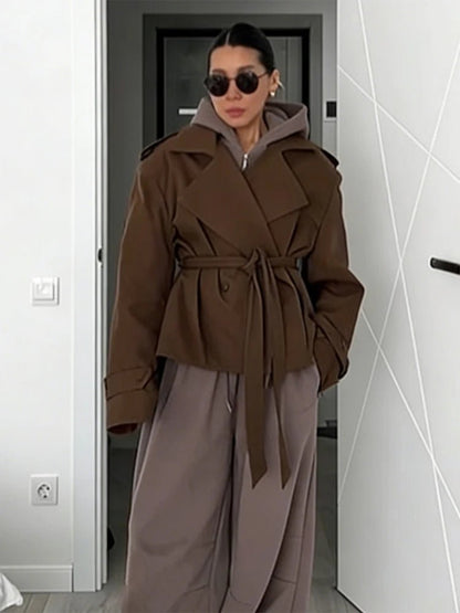 Sandy Lace Up Short Trench Coat