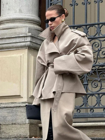 Sandy Lace Up Short Trench Coat