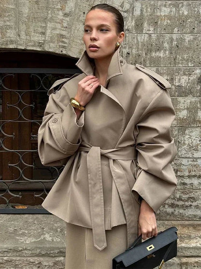 Sandy Lace Up Short Trench Coat