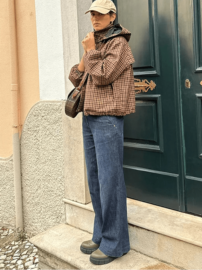 Shirley Hooded Plaid Shirt Jacket