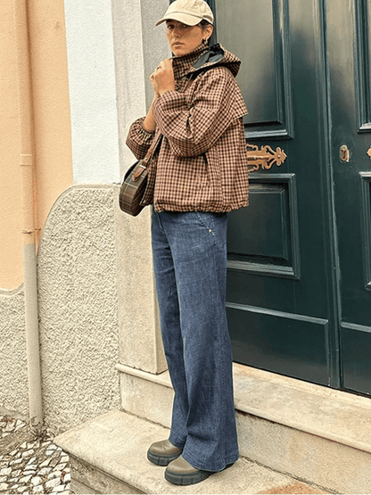 Shirley Hooded Plaid Shirt Jacket