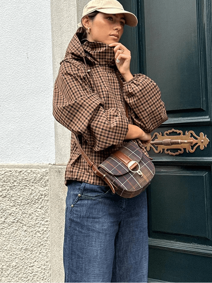 Shirley Hooded Plaid Shirt Jacket