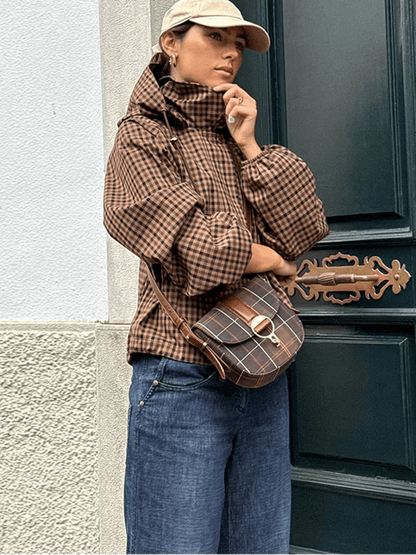 Shirley Hooded Plaid Shirt Jacket