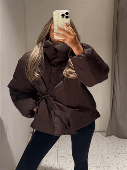Suzy High Collar Tie-Up Puffer Jacket