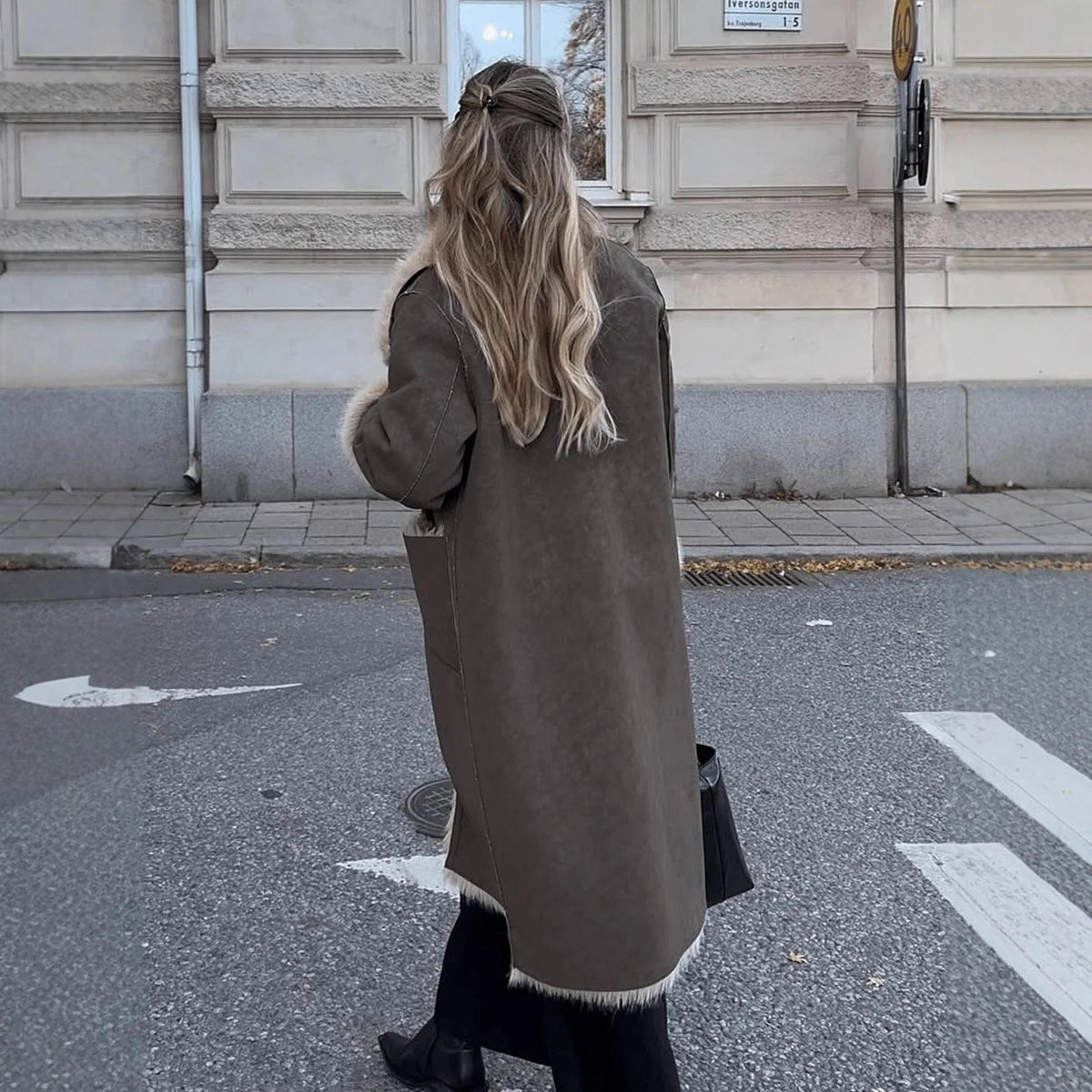 Sydney Faux Fur Suede Long Coat