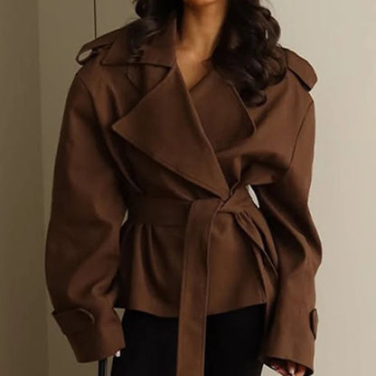 Tara Lace Up Cropped Trench Coat