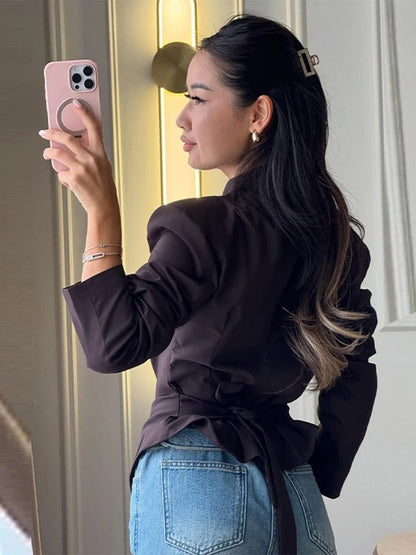 Tricia Structured Shoulder Cinched Blazer