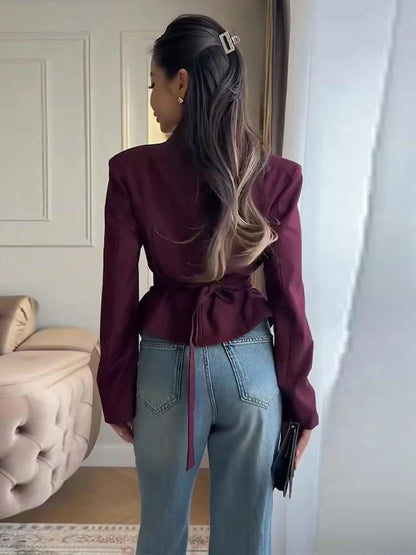 Tricia Structured Shoulder Cinched Blazer