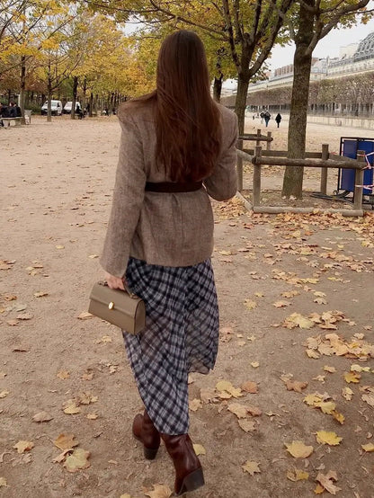 Yalina Herringbone Blazer with Belt