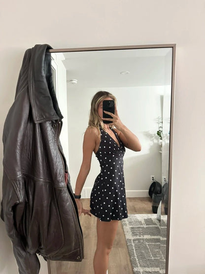 Sofia Backless Polka Dot Mini Dress