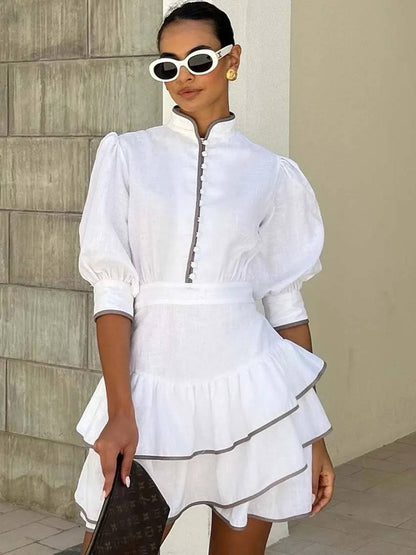 Sara Patchwork Turtleneck Mini Dress