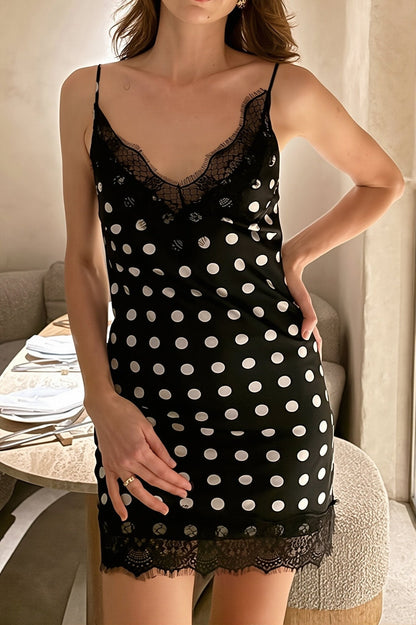 Gloria Polka Dot Lace Cami Dress