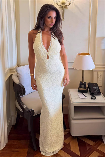 Hanna Lace Halter Bodycon Maxi Dress