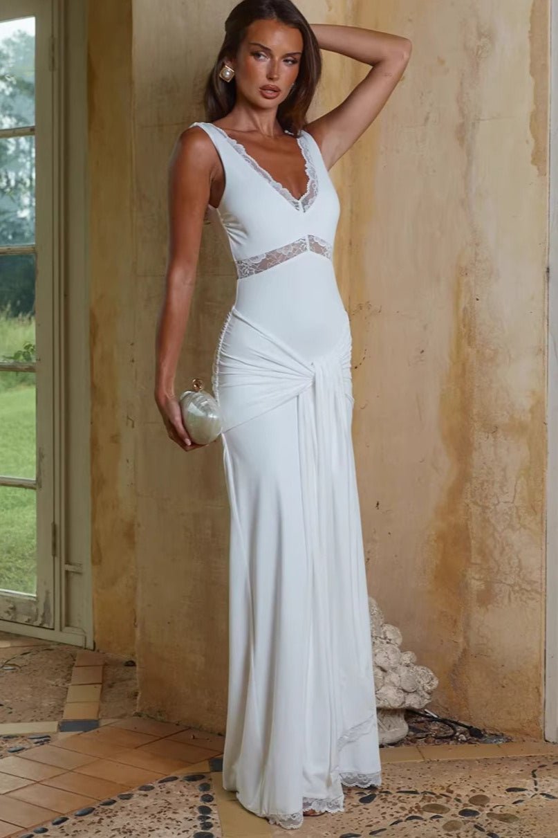 Bianca Lace Panel Tie Strap Maxi Dress