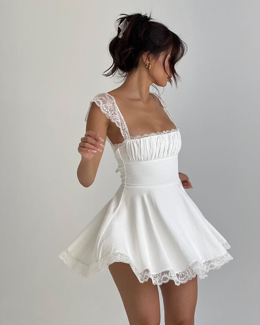 Nora Tie-Back Lace Mini Dress