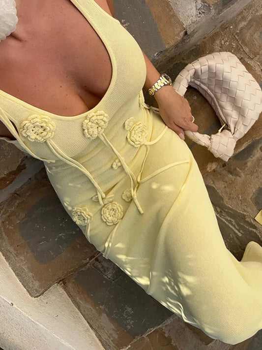 Lola 3D Floral Knit Vacation Dress