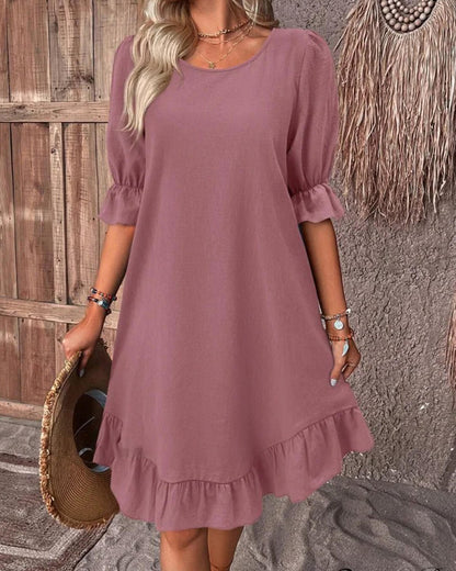 Mia Ruffle Hem Smock Dress