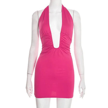 Mila Ruched Halter Mini Dress