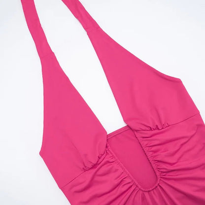 Mila Ruched Halter Mini Dress