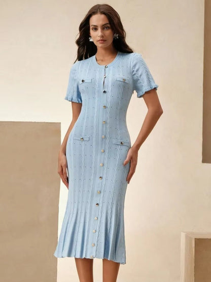 Beatrice Button-Front Knit Midi Dress