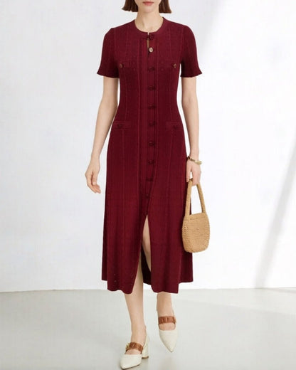 Beatrice Button-Front Knit Midi Dress