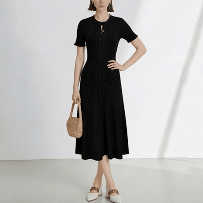 Brigette French V-Neck Knitted Slit Dress
