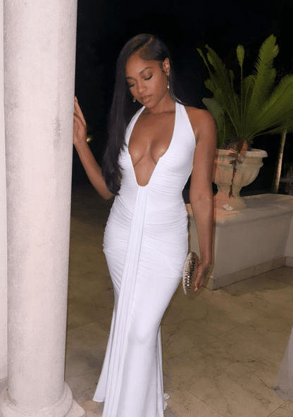 Sienna Halter Ruched Maxi Dress