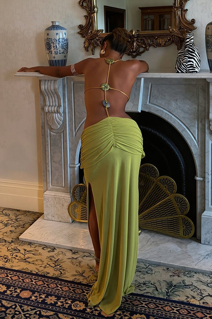 Hillary Beaded Halter Maxi Dress
