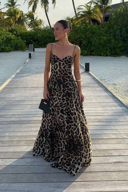 Imogen Leopard Print Spaghetti Strap Maxi Dress