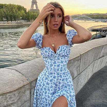 Lena Puff Sleeve Floral Midi Dress
