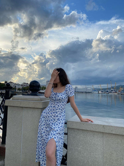 Lena Puff Sleeve Floral Midi Dress