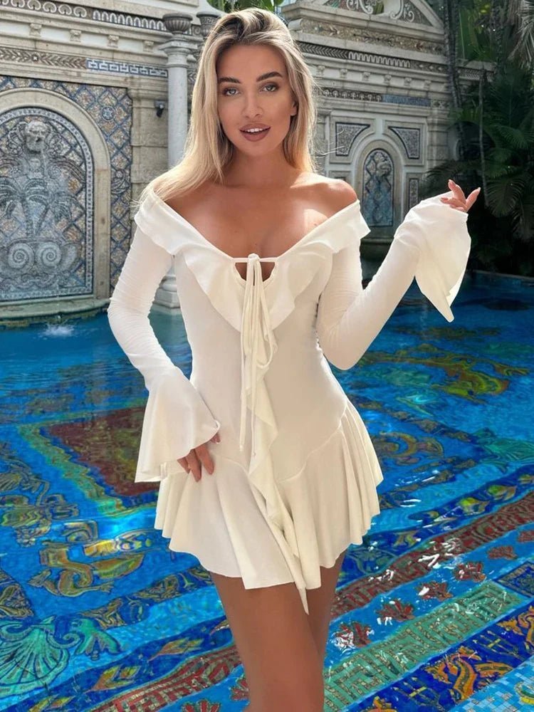 Nicole V-Neck Ruffle Mini Dress