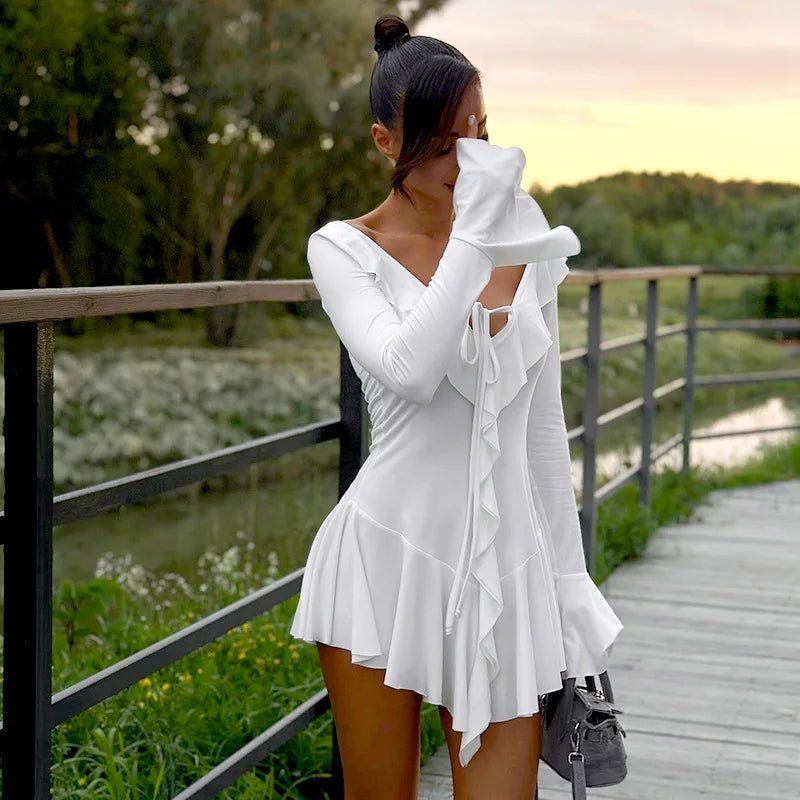 Nicole V-Neck Ruffle Mini Dress