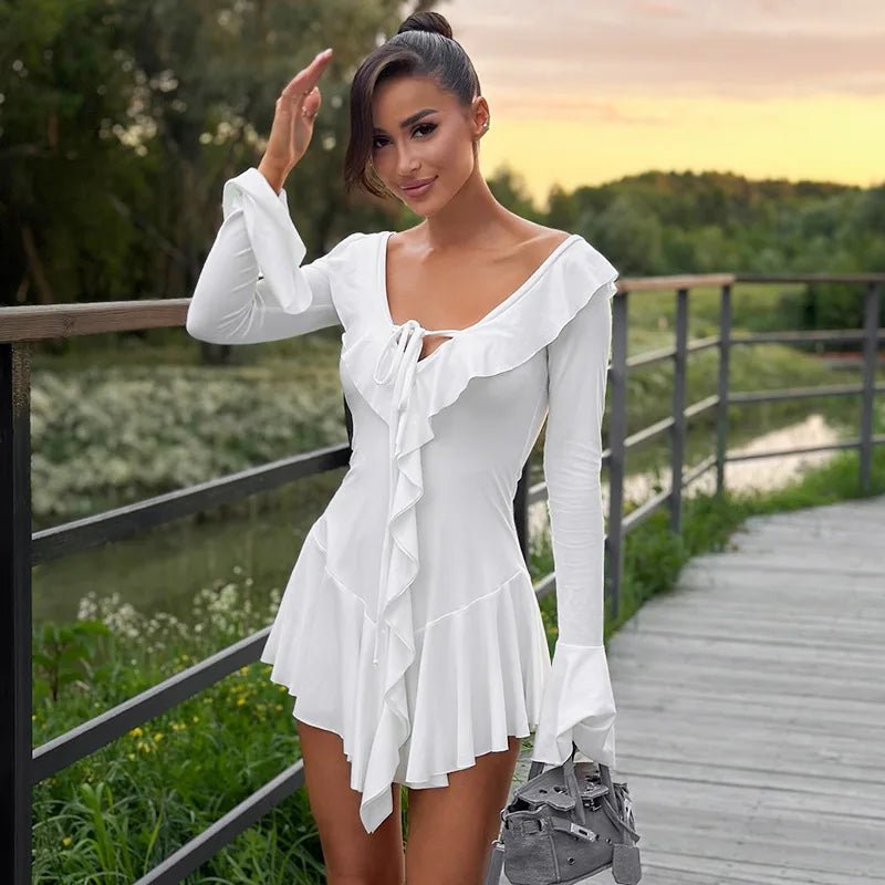 Nicole V-Neck Ruffle Mini Dress