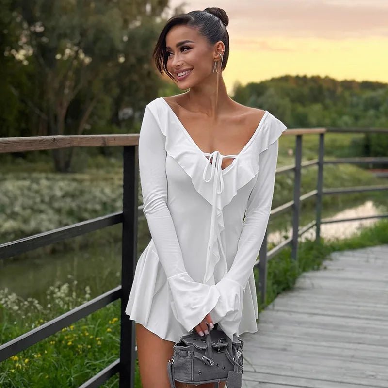 Nicole V-Neck Ruffle Mini Dress