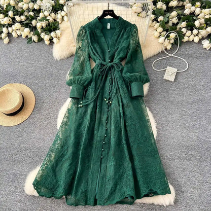Beatrice Embroidered Pearl Midi Dress