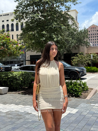 Fiona Ruched Open Back Mini Dress