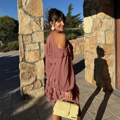 Maureen Halter Tiered Mini Dress