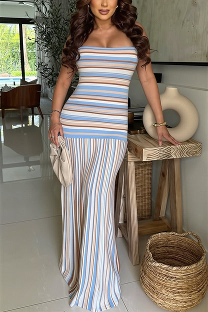 Ellie Color Block Backless Maxi Dress