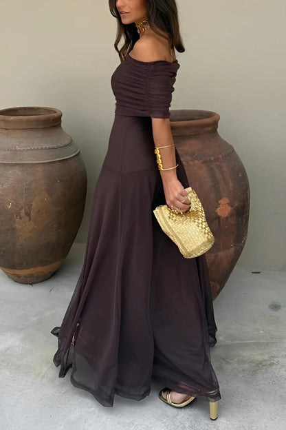 Sienna Off-Shoulder Ruched Maxi Dress