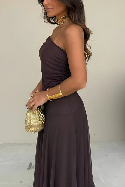 Sienna Off-Shoulder Ruched Maxi Dress