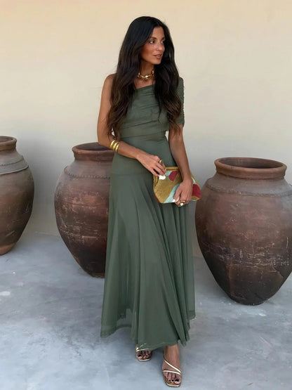 Sienna Off-Shoulder Ruched Maxi Dress