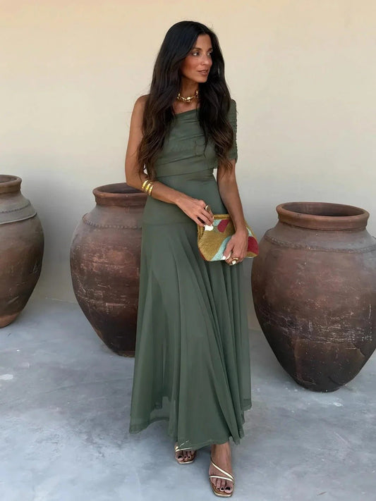 Sienna Off-Shoulder Ruched Maxi Dress