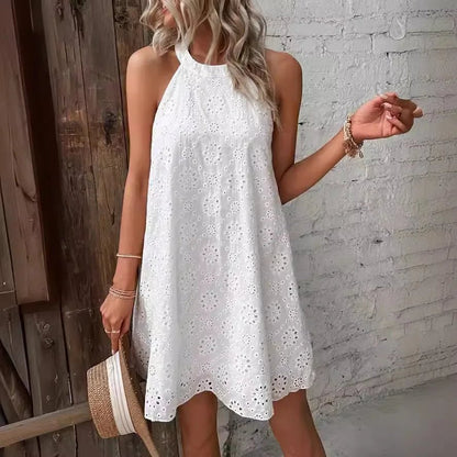 Sofia Bohemian Eyelet Embroidered Mini Dress