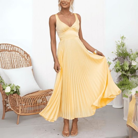Olivia Flowing Pleated Summer Maxi Dress