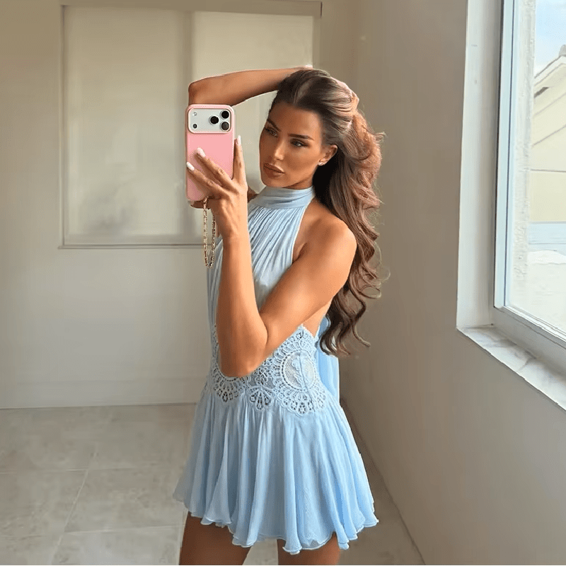 Sophia Halter Neck Backless Mini Dress