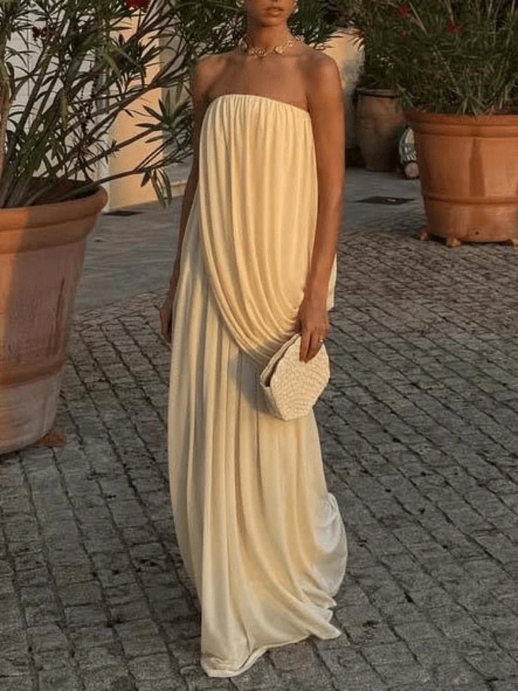Sophia Strapless Pleated Maxi Dress