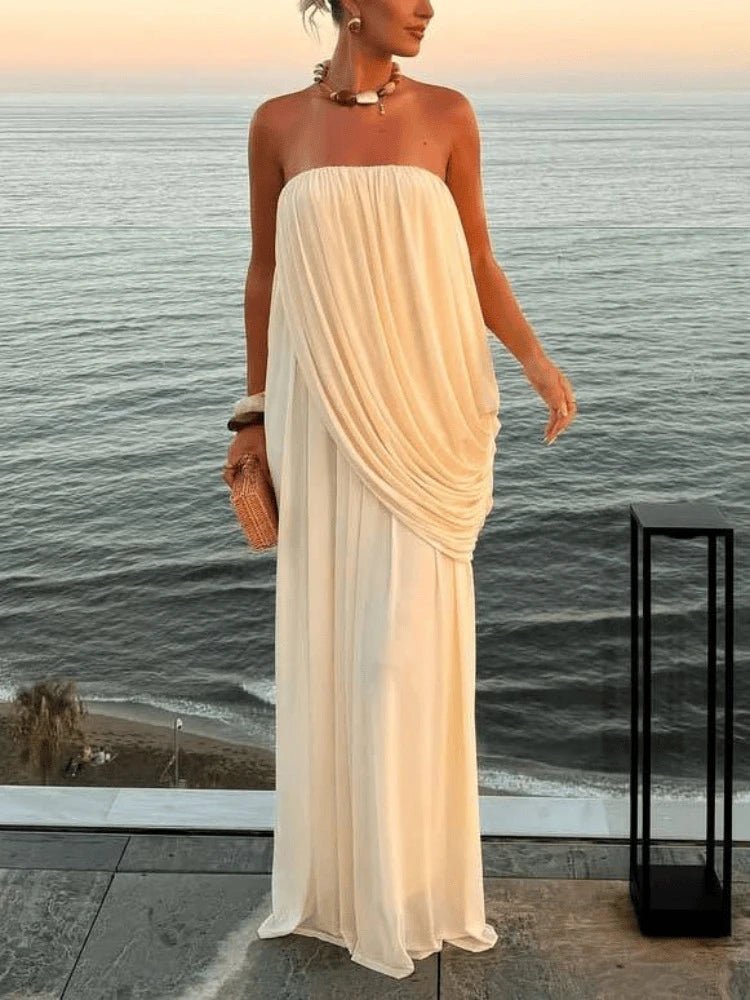 Sophia Strapless Pleated Maxi Dress