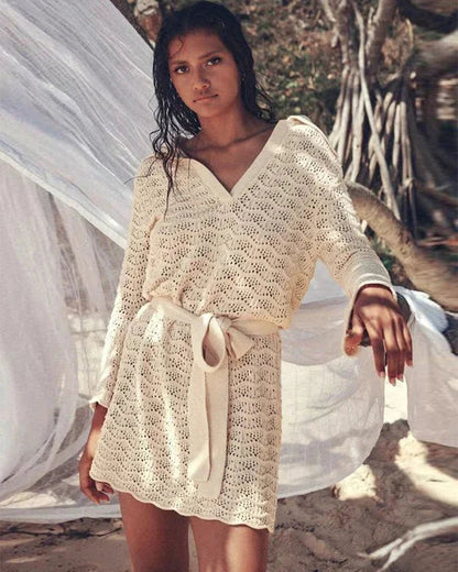 Rose V-Neck Hollow Out Dress